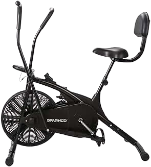 SPARNOD FITNESS SAB-05 Upright Air Bike Exercise Cycle for Home Gym - Dual Action for Full Body Workout