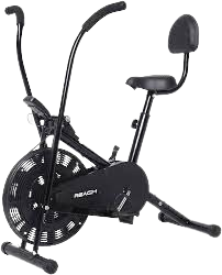AB-110 BS Air Bike Exercise Cycle with Moving or Stationary Handle | with Back Support Seat | Adjustable Resistance with Cushioned Seat | Fitness Cycle for Home Gym