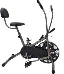 PowerMax Fitness BU-201 Dual Action Air Bike/Exercise Bike for Home |Gym Cycle for Workout With Adjustable Cushioned Seat | Non-Slip Pedals | Fixed Handles Black Gym Bike